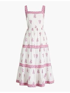 J. Crew 4 Smocked MIDI with Pink Floral Trim